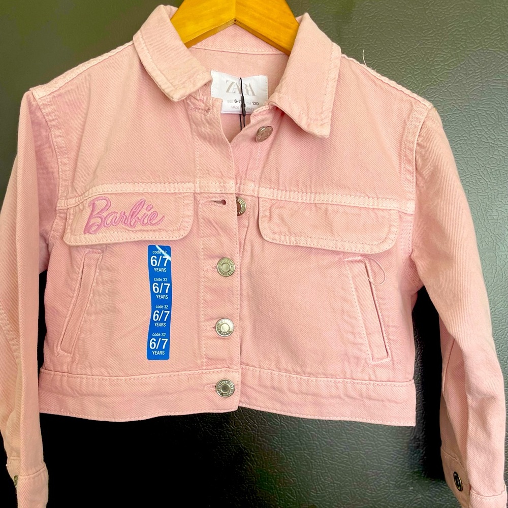 Zara Barbie pink denim jacket